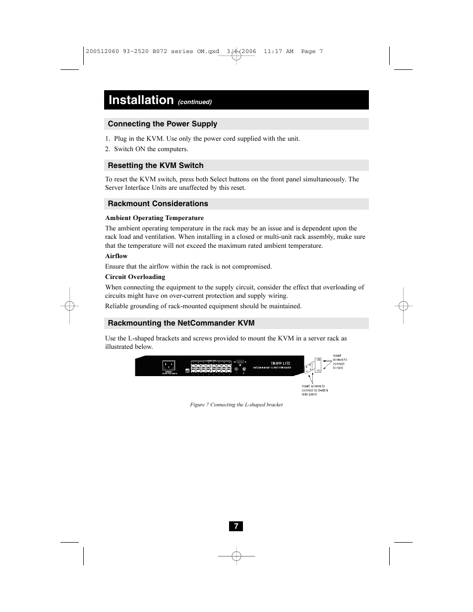 Installation | Tripp Lite NETCOMMANDERTM B072-016-1 User Manual | Page 7 / 24