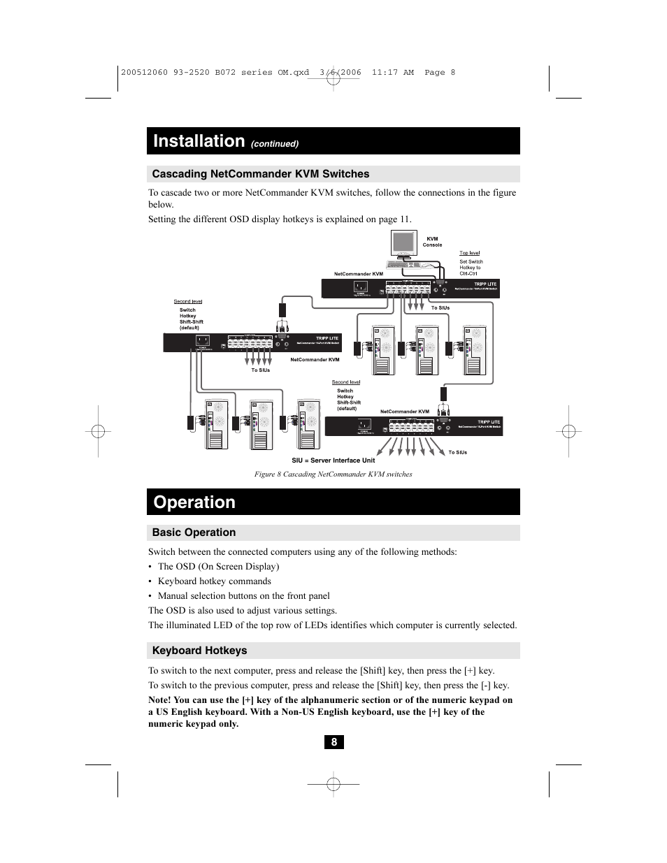 Installation, Operation | Tripp Lite NETCOMMANDERTM B072-016-1 User Manual | Page 8 / 24