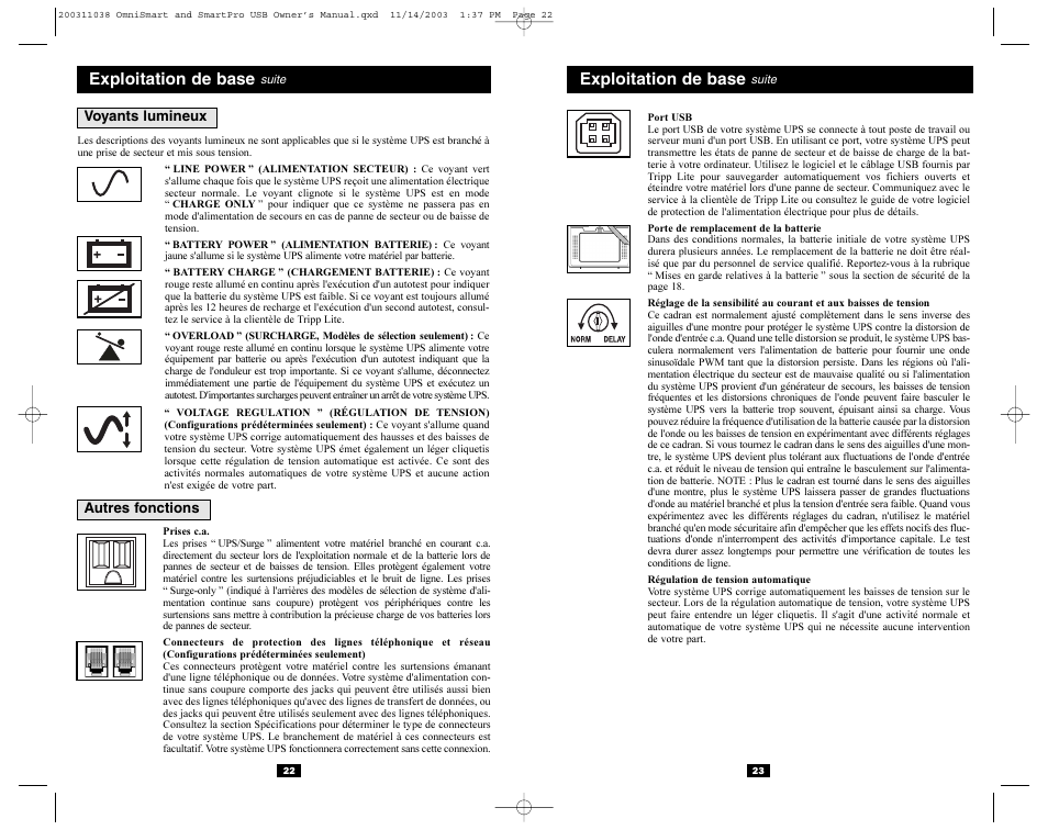 Exploitation de base | Tripp Lite OmniSmart USB User Manual | Page 12 / 13