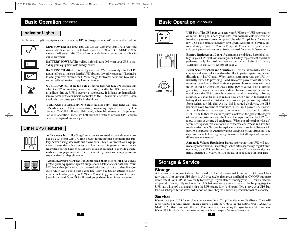 Storage & service basic operation, Basic operation | Tripp Lite OmniSmart USB User Manual | Page 4 / 13