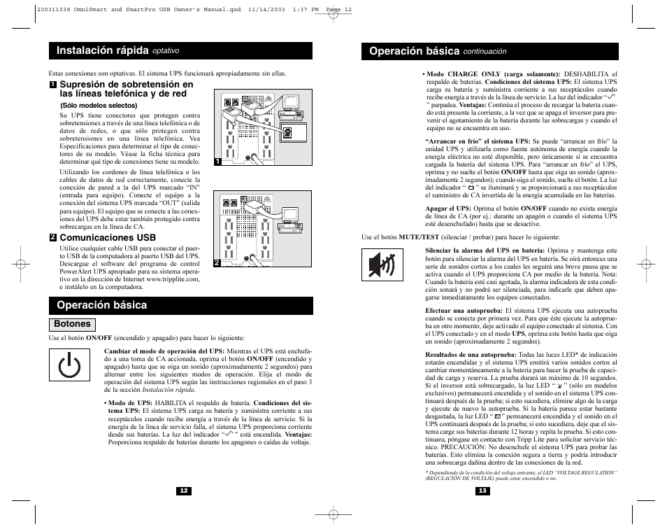 Operación básica, Instalación rápida, Norm delay | Tripp Lite OmniSmart USB User Manual | Page 7 / 13