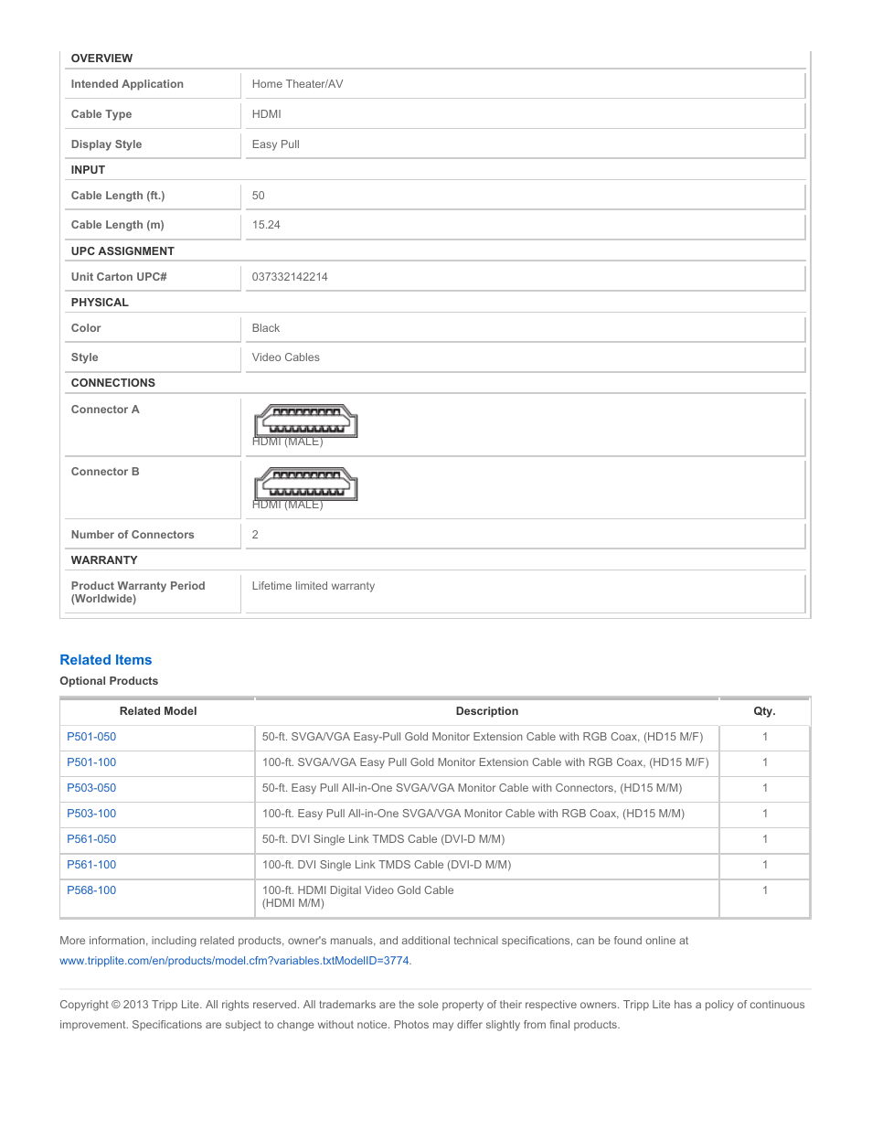 Tripp Lite P568-050-EZ User Manual | Page 2 / 2