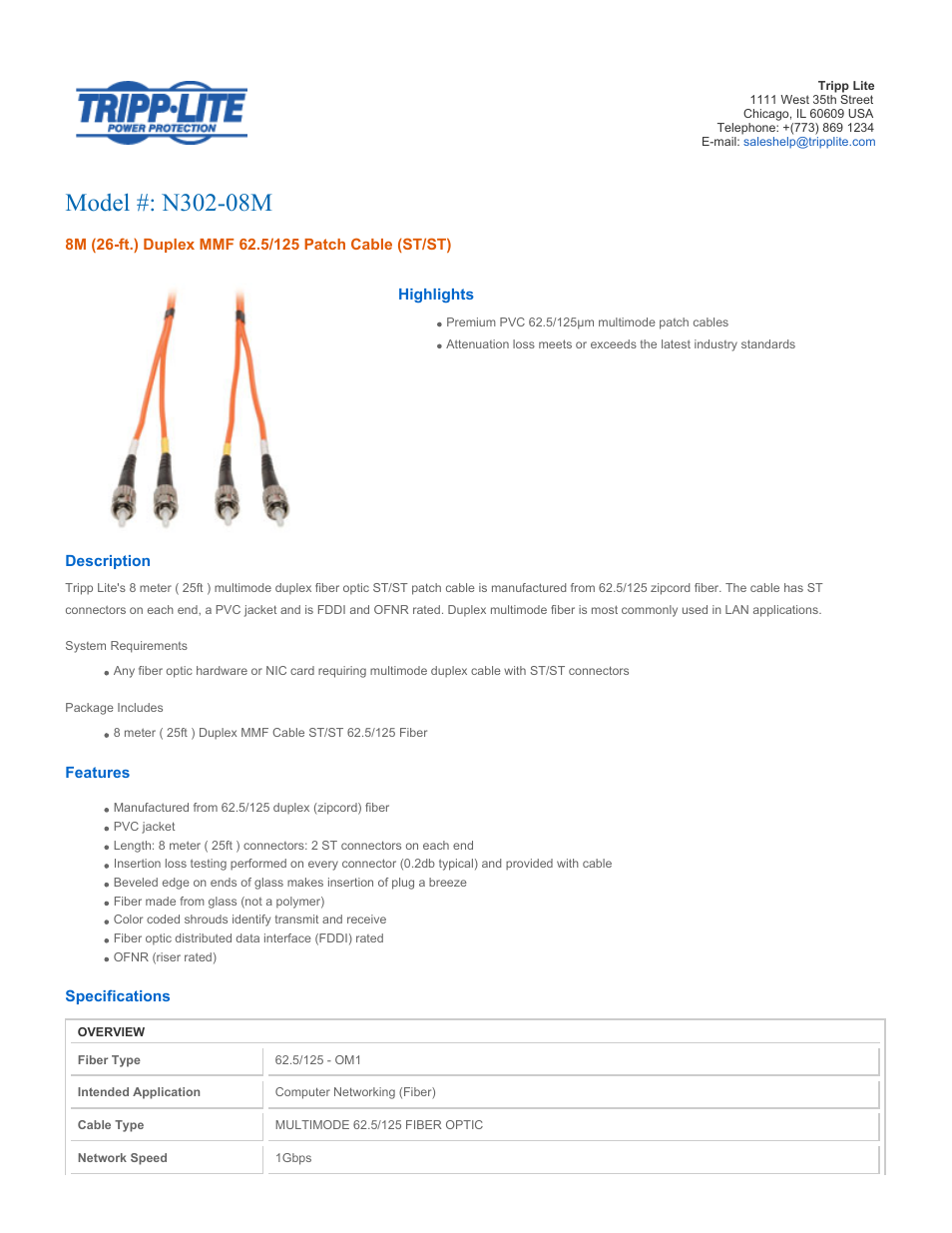 Tripp Lite N302-08M User Manual | 2 pages