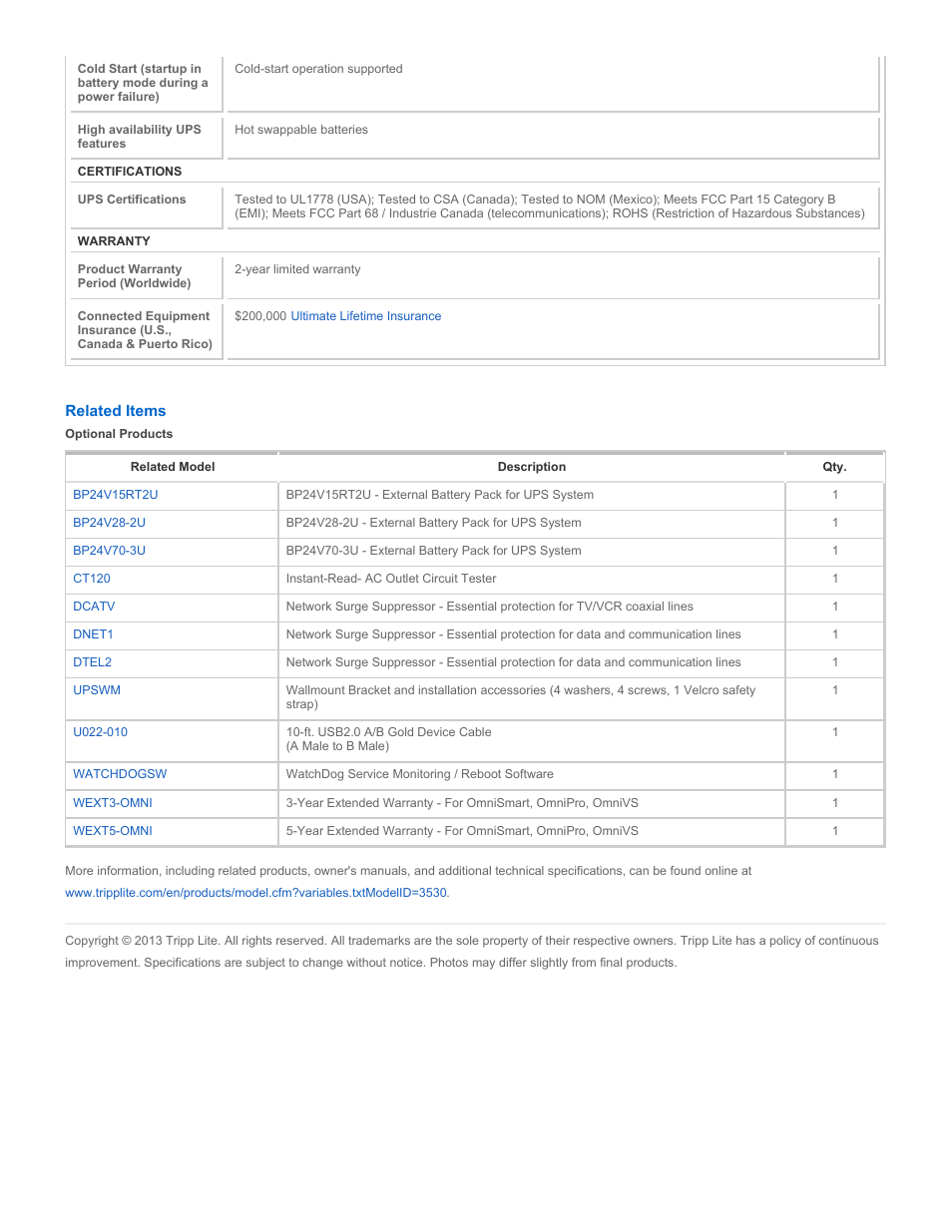 Tripp Lite OMNI1500XLNAFTA User Manual | Page 5 / 5