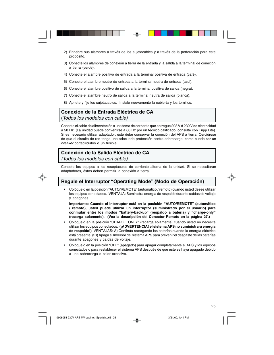 Tripp Lite APS 912 INT  ES User Manual | Page 25 / 36