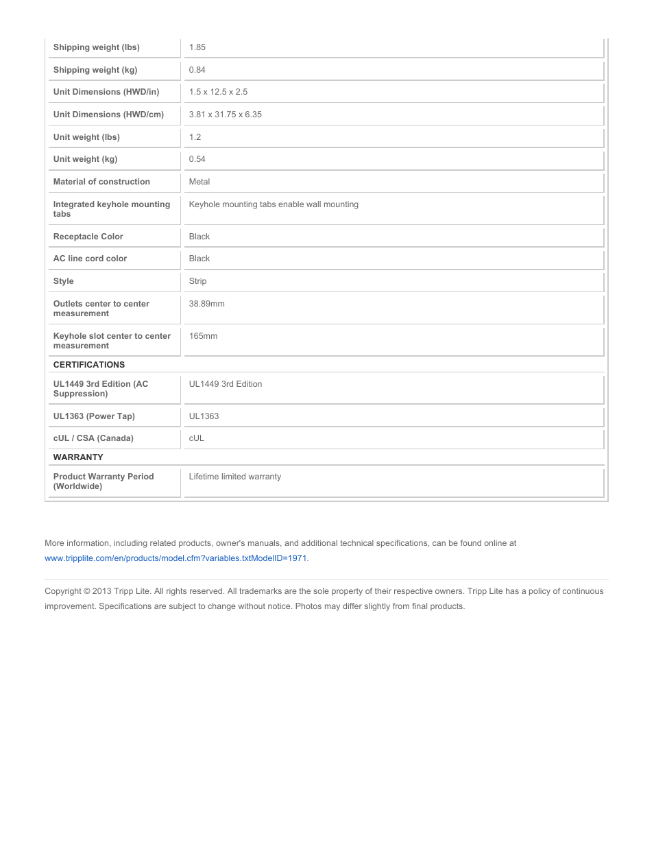 Tripp Lite PM6NS User Manual | Page 3 / 3