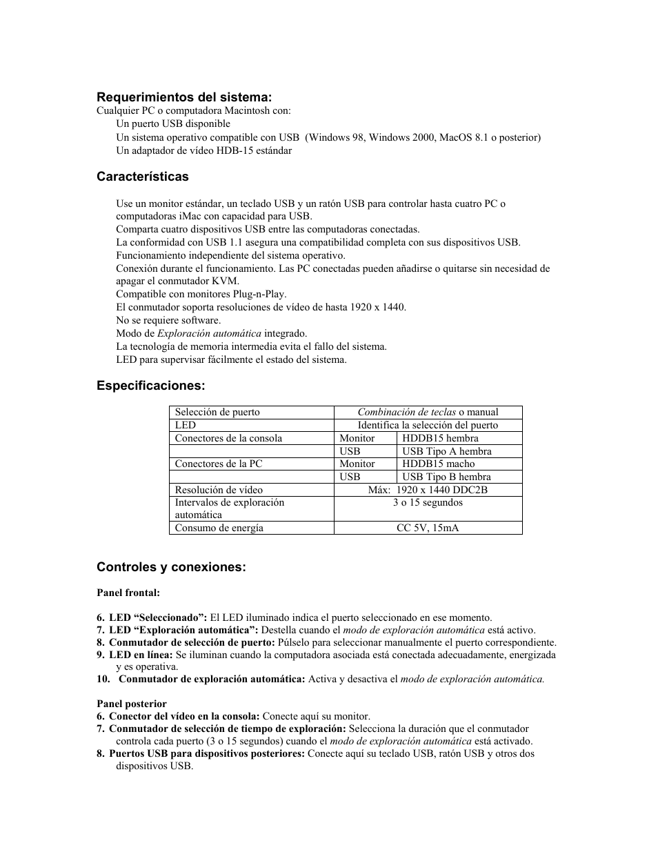 Controles y conexiones | Tripp Lite B006-004-R User Manual | Page 11 / 19