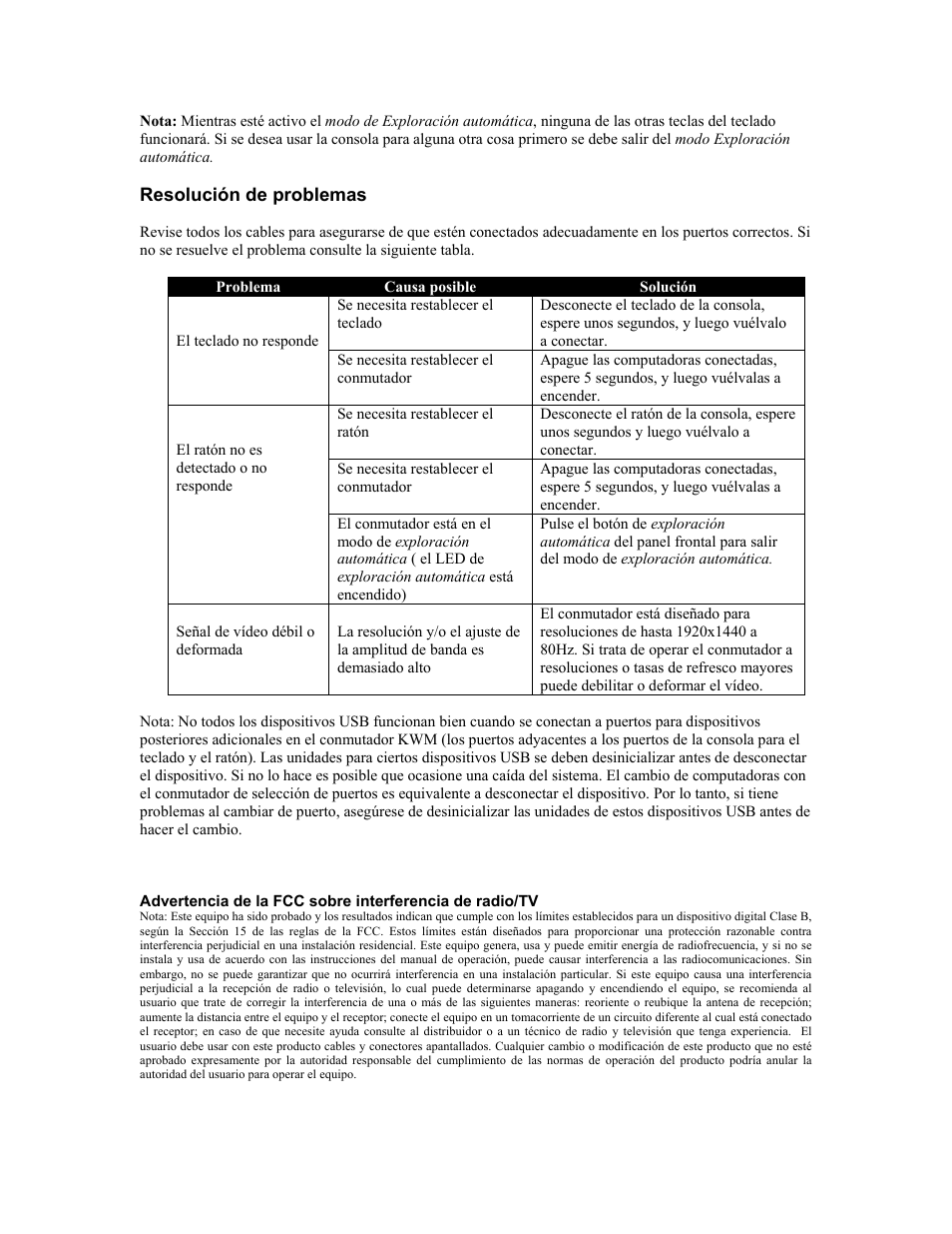 Resolución de problemas | Tripp Lite B006-004-R User Manual | Page 13 / 19