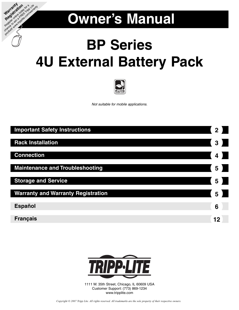 Tripp Lite BP Series User Manual | 6 pages
