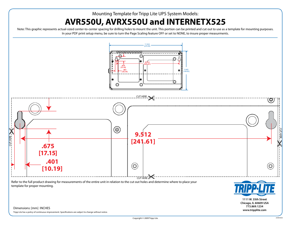 Tripp Lite AVR550U User Manual | 1 page