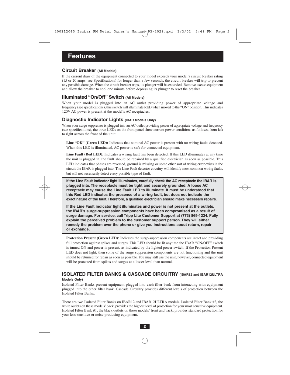 Features | Tripp Lite RS-1215-HG User Manual | Page 2 / 16