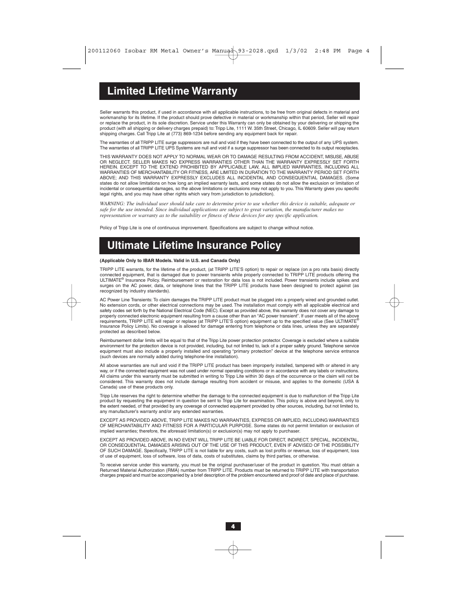 Tripp Lite RS-1215-HG User Manual | Page 4 / 16