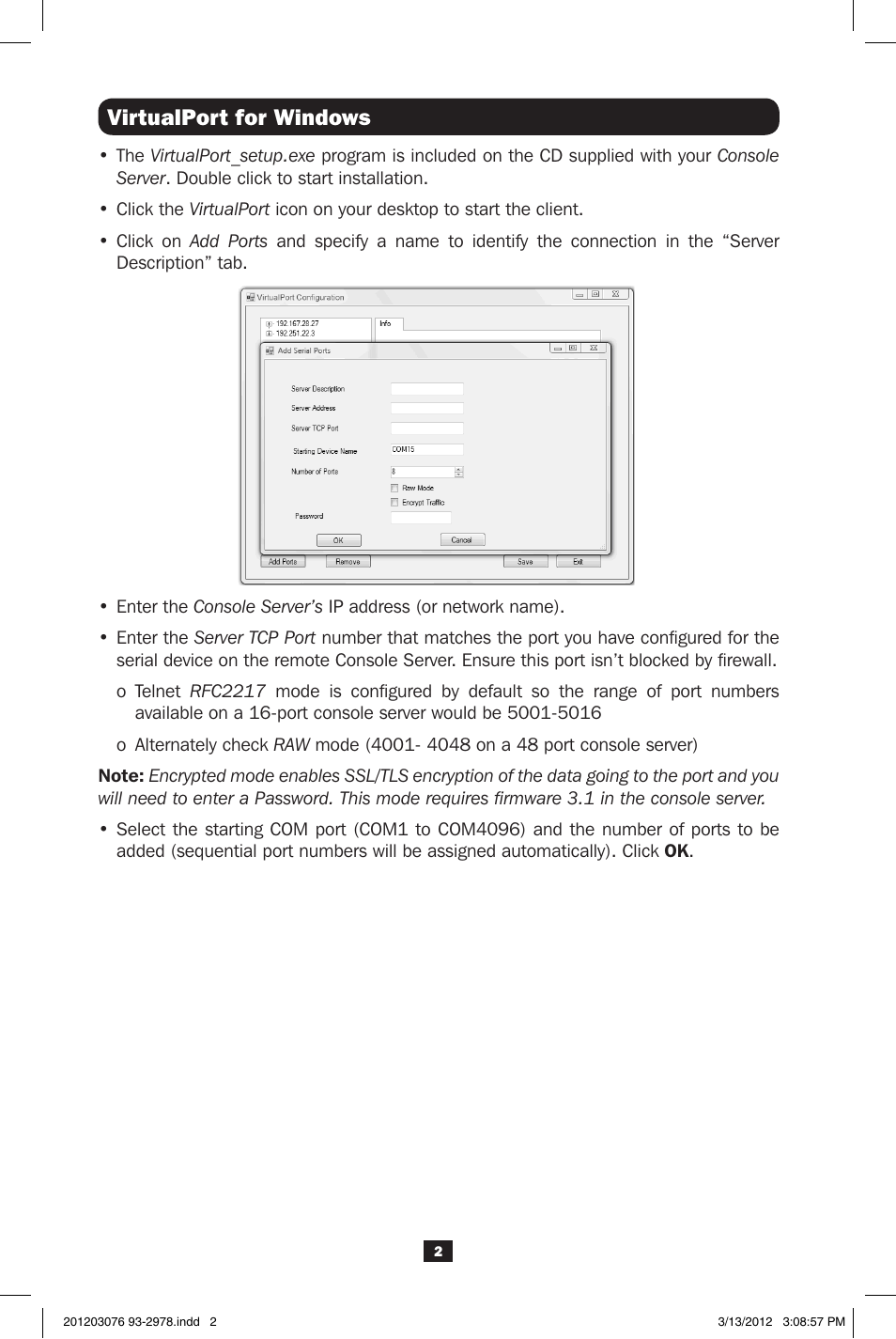 Virtualport for windows | Tripp Lite B095-004-1E User Manual | Page 2 / 4