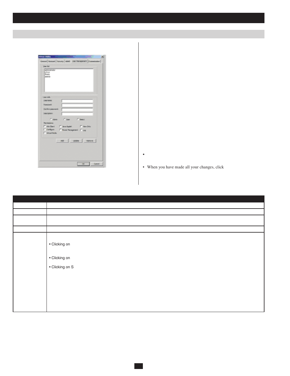 Ap operation, User management | Tripp Lite B051-000 IP User Manual | Page 58 / 65