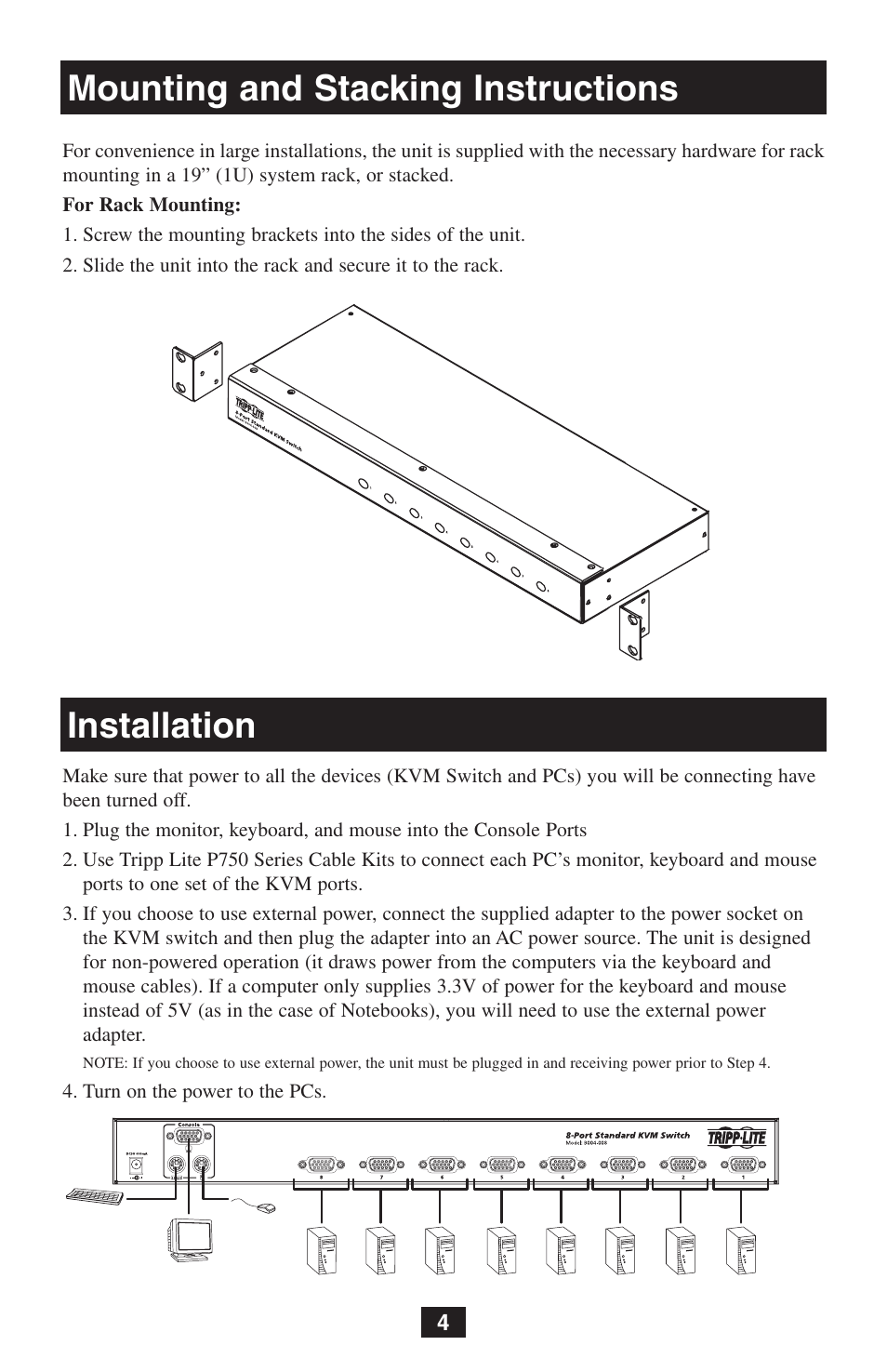 Installation mounting and stacking instructions | Tripp Lite B004-008 User Manual | Page 4 / 9