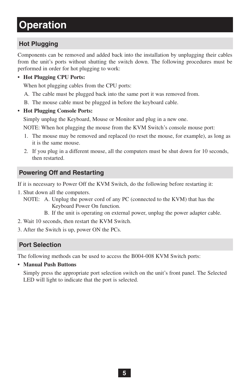 Operation | Tripp Lite B004-008 User Manual | Page 5 / 9