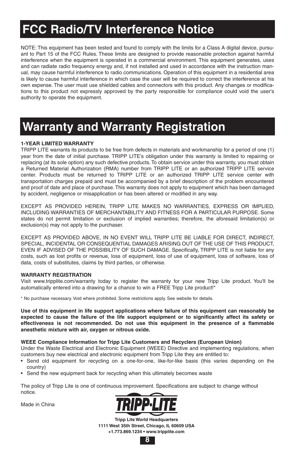 Tripp Lite B004-008 User Manual | Page 8 / 9