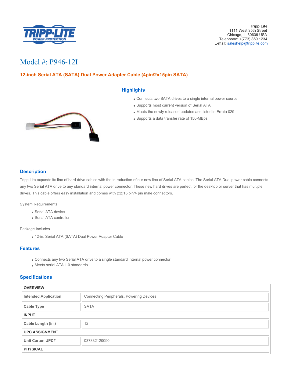 Tripp Lite p946-12i User Manual | 2 pages