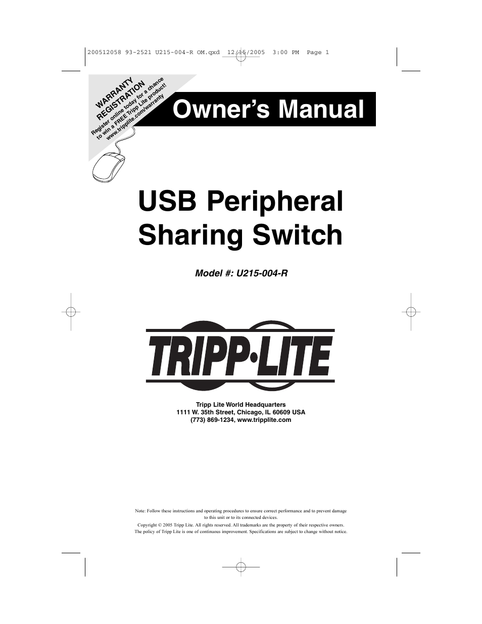 Tripp Lite U215-004-R User Manual | 8 pages