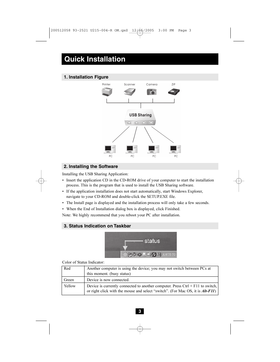 Quick installation | Tripp Lite U215-004-R User Manual | Page 3 / 8