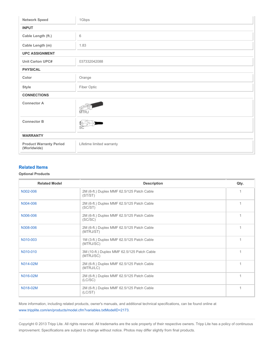 Tripp Lite N310-006 User Manual | Page 2 / 3