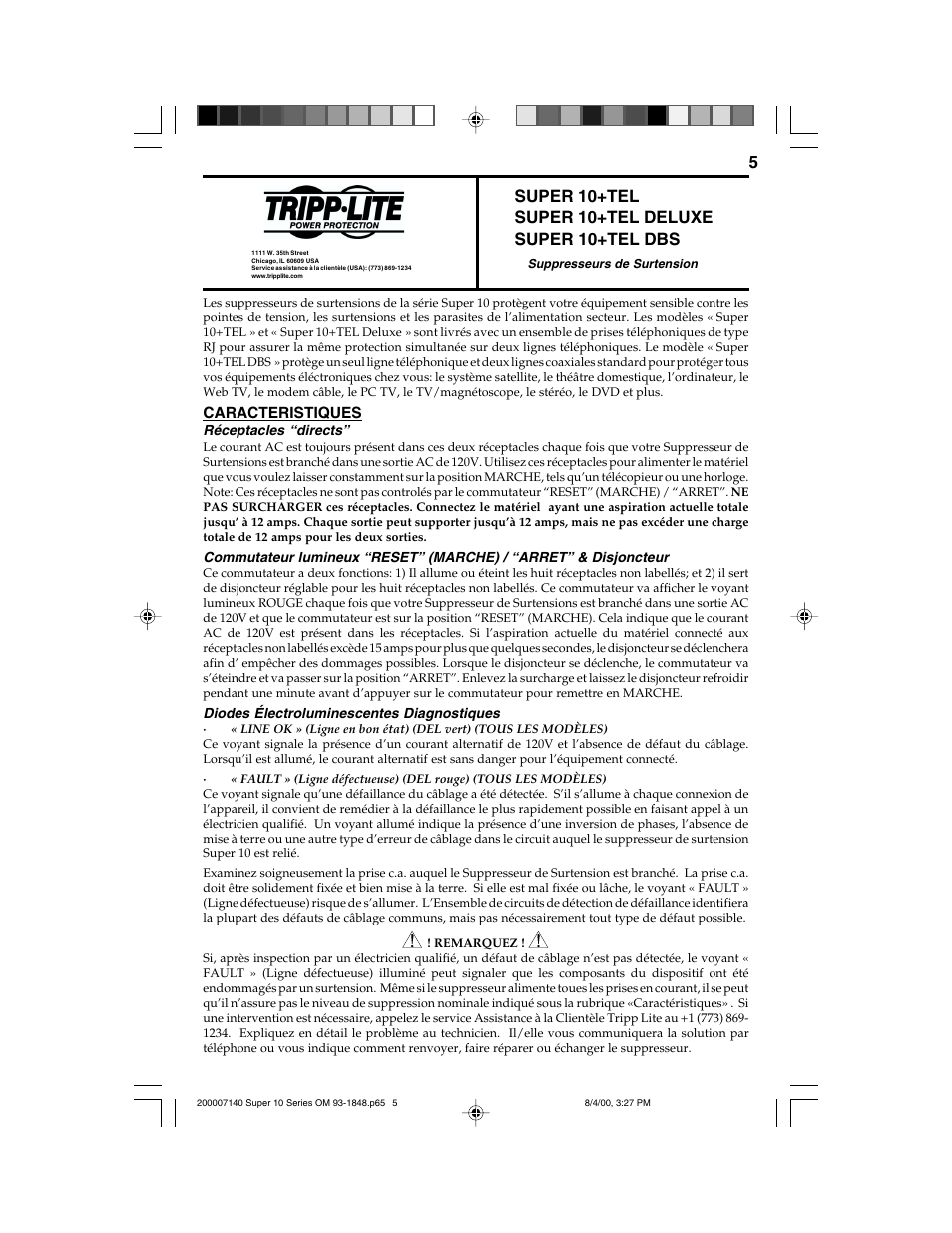 Tripp Lite SUPER 10+TEL User Manual | Page 5 / 12