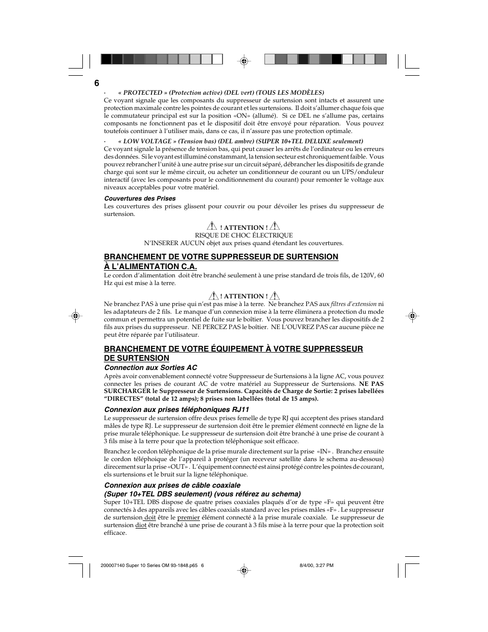 Tripp Lite SUPER 10+TEL User Manual | Page 6 / 12