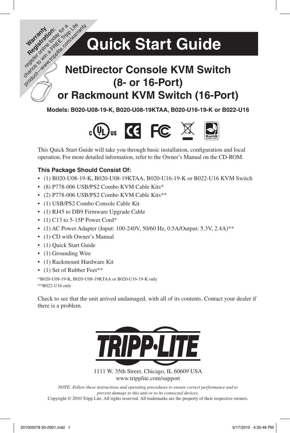 Tripp Lite B022-U16KVM User Manual | 8 pages