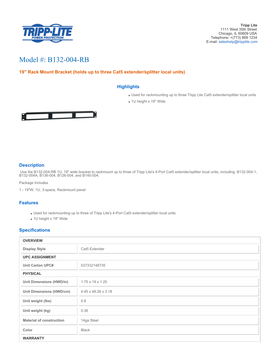 Tripp Lite B132-004-RB User Manual | 2 pages