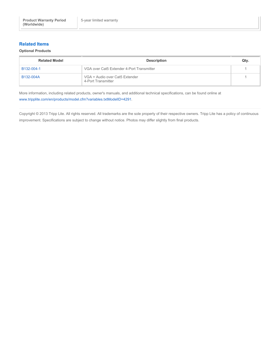 Tripp Lite B132-004-RB User Manual | Page 2 / 2