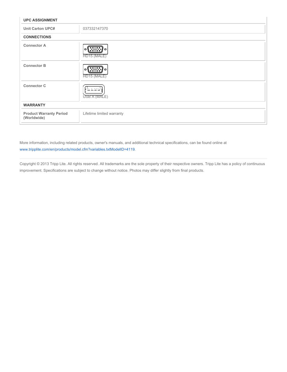 Tripp Lite P776-019 User Manual | Page 2 / 2