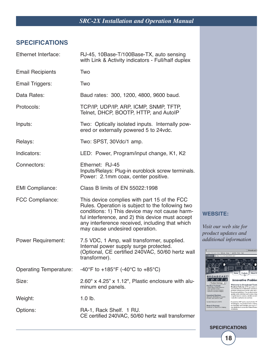 Tripp Lite SRC-2X User Manual | Page 18 / 19