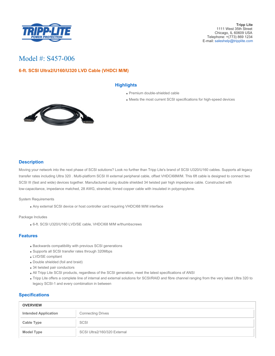 Tripp Lite S457-006 User Manual | 2 pages