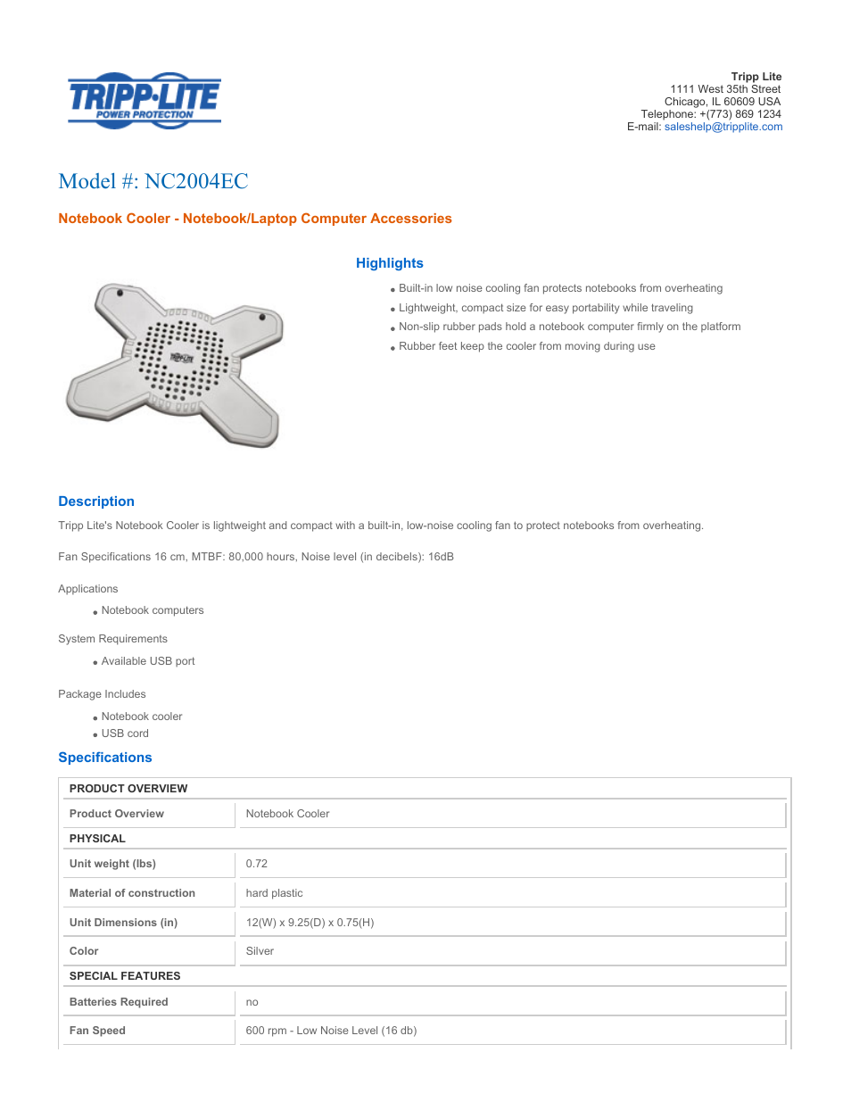Tripp Lite NC2004EC User Manual | 2 pages