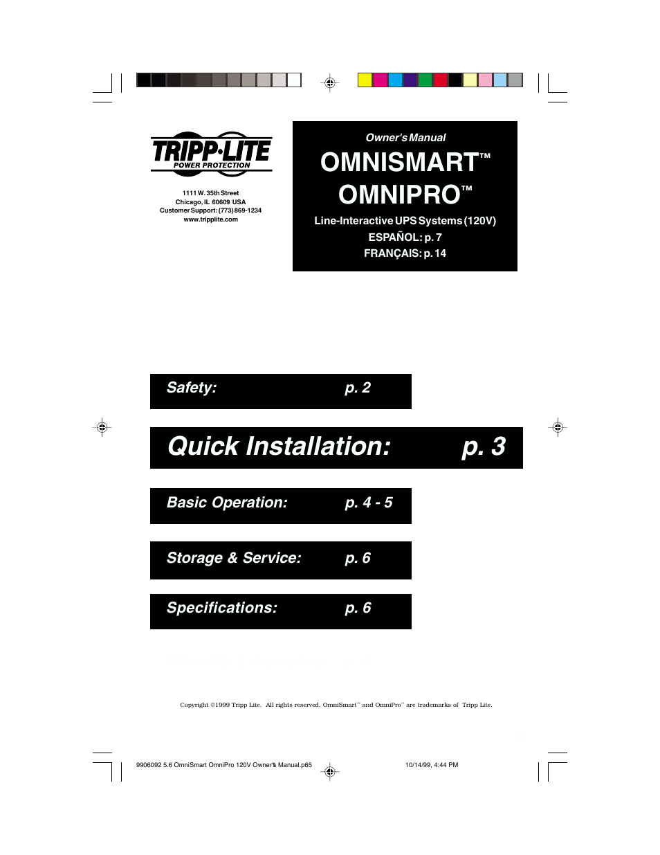 Tripp Lite OmniSmart 450 PNP User Manual | 20 pages