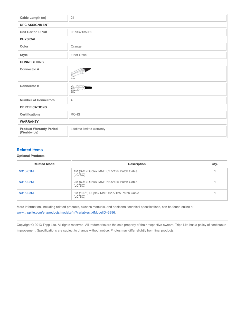 Tripp Lite N316-21M User Manual | Page 2 / 2