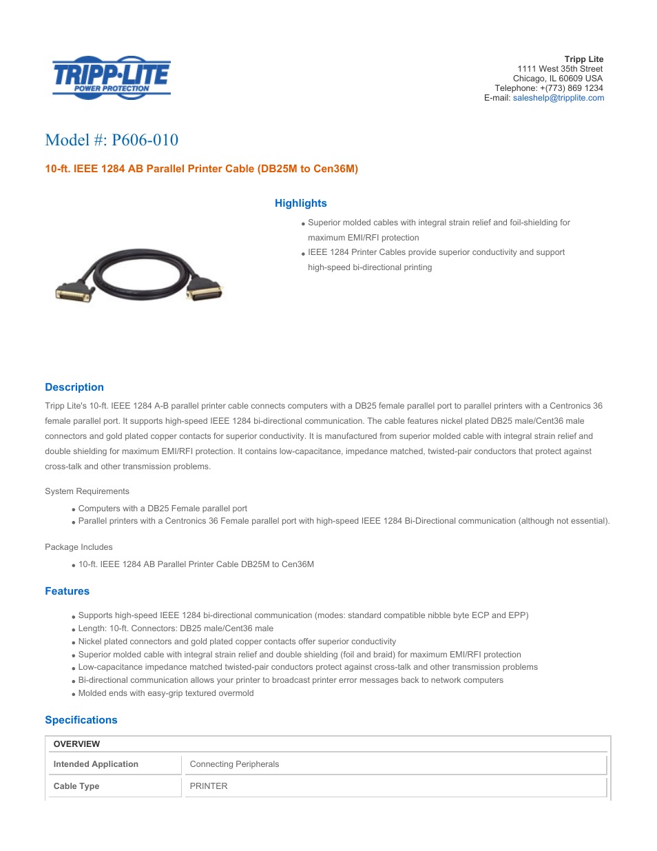 Tripp Lite p606-006 User Manual | 2 pages