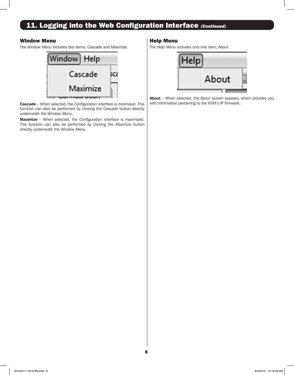 Logging into the web configuration interface | Tripp Lite IP CAT5 B072-016-1-IP User Manual | Page 8 / 32
