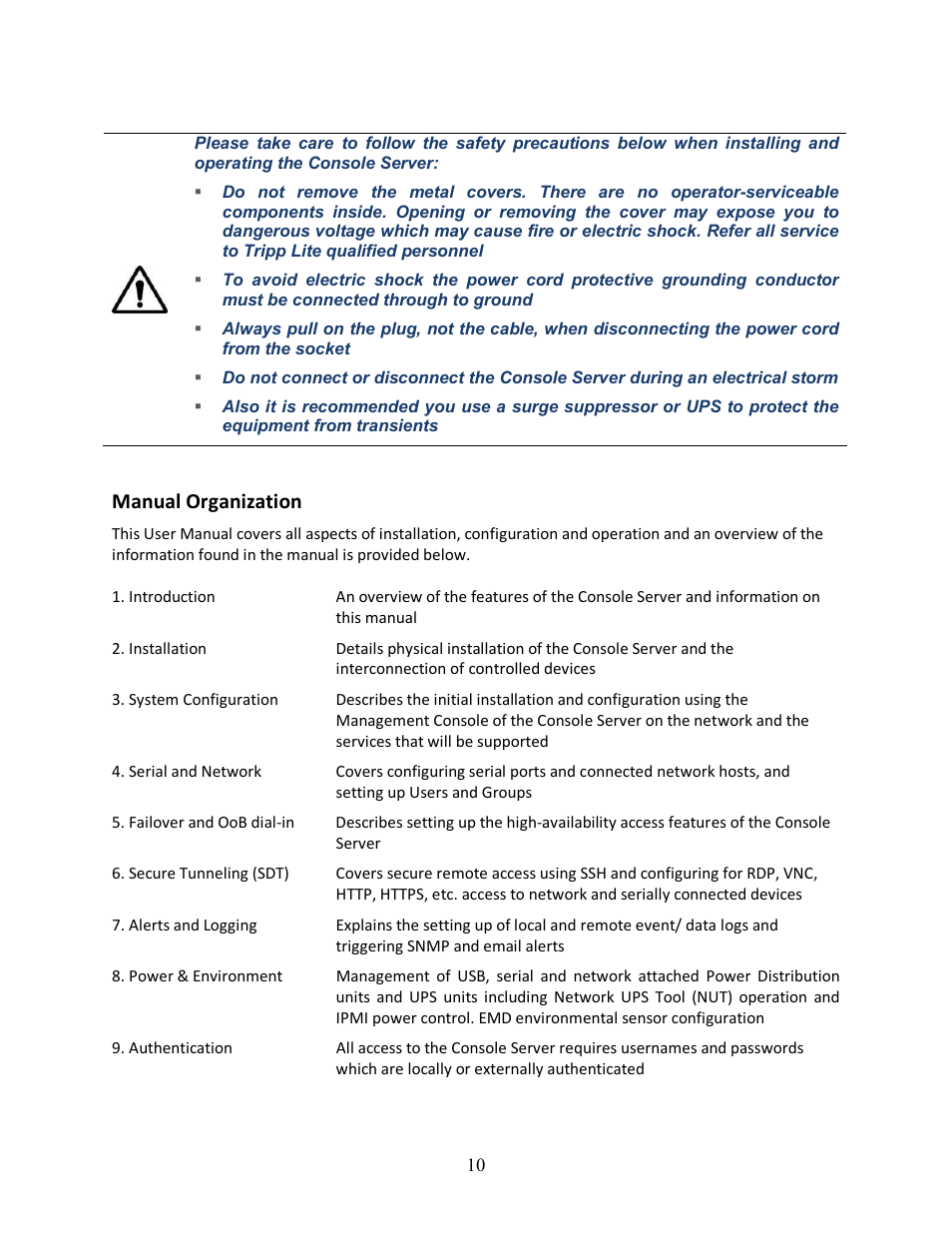 Manual organization | Tripp Lite 93-2879 User Manual | Page 10 / 224