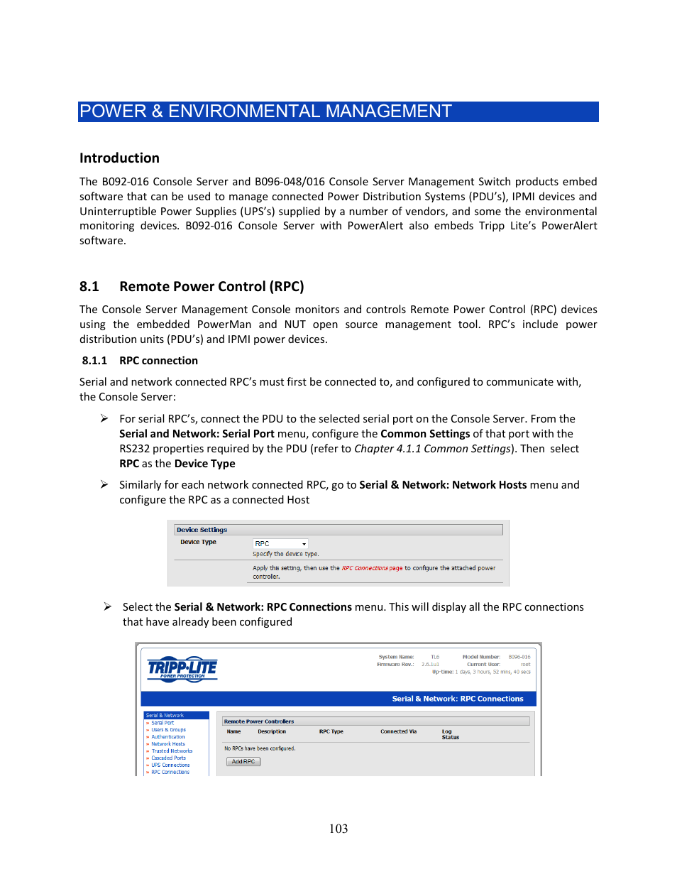 Power & environmental management | Tripp Lite 93-2879 User Manual | Page 103 / 224