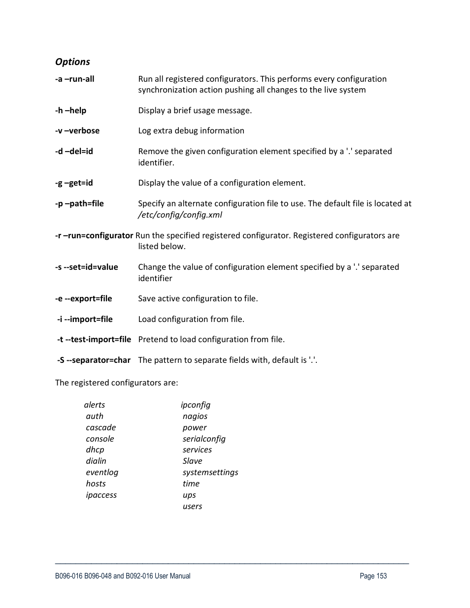 Options | Tripp Lite 93-2879 User Manual | Page 153 / 224