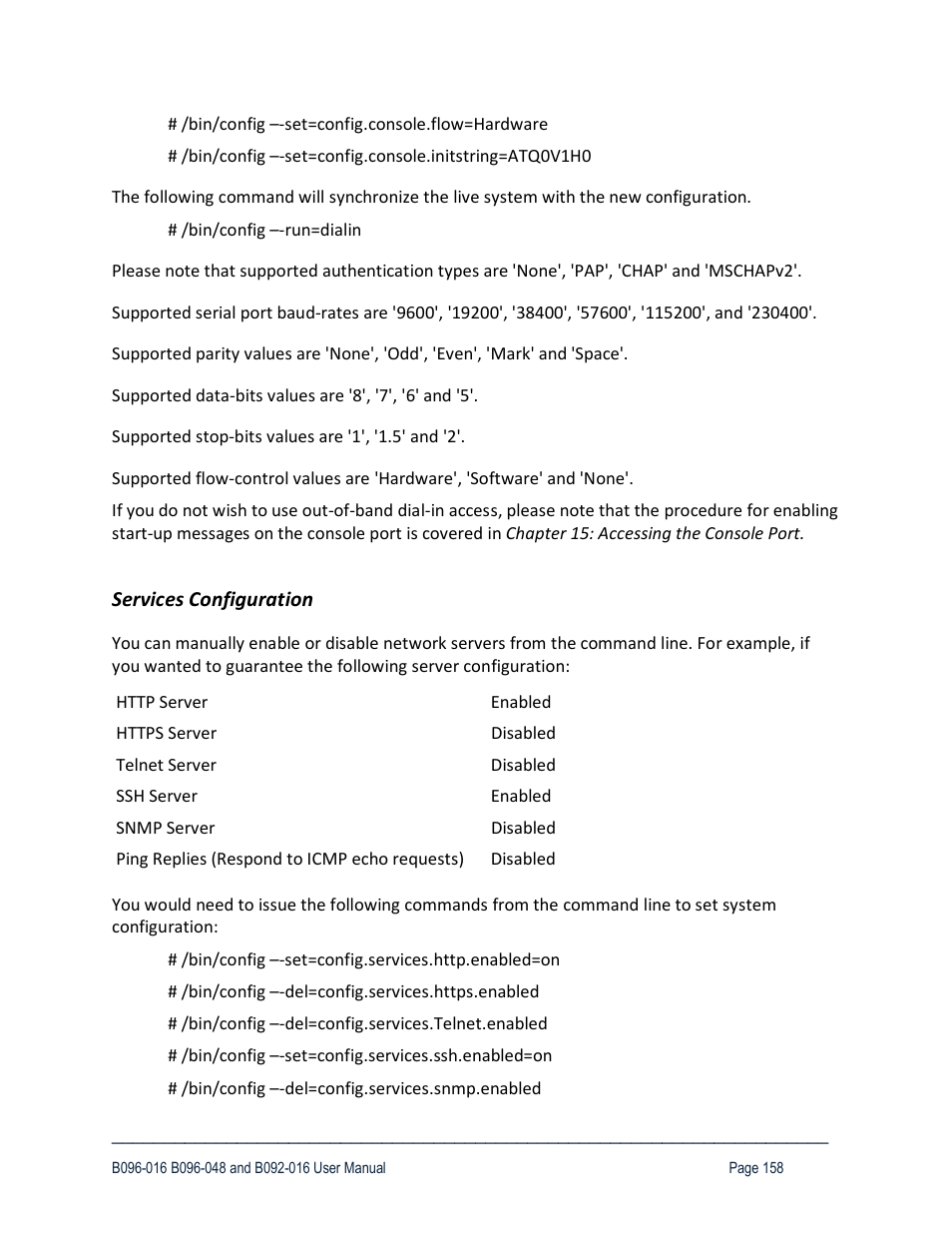 Services configuration | Tripp Lite 93-2879 User Manual | Page 158 / 224