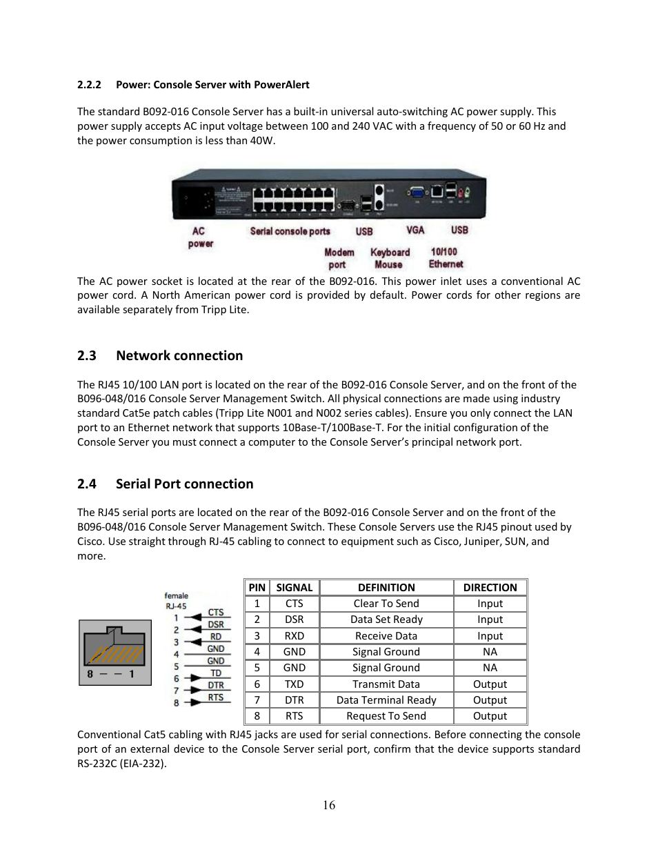 3 network connection, 4 serial port connection | Tripp Lite 93-2879 User Manual | Page 16 / 224