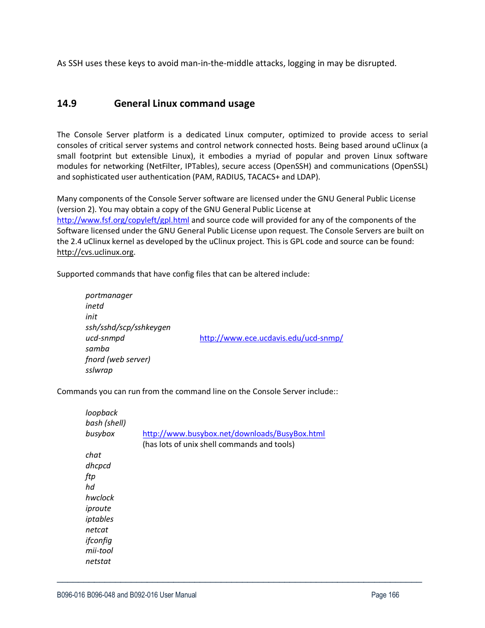 9 general linux command usage | Tripp Lite 93-2879 User Manual | Page 166 / 224