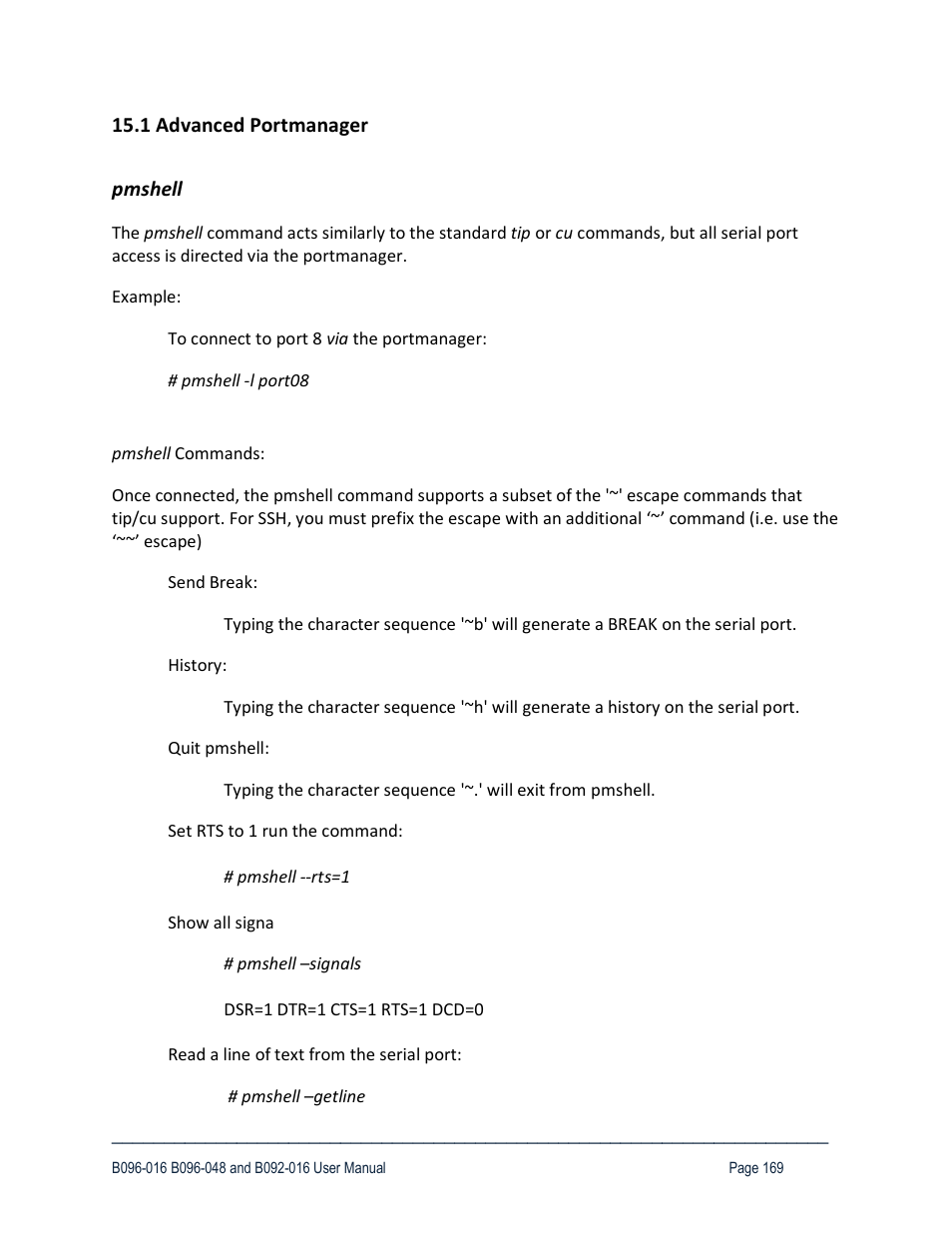 1 advanced portmanager pmshell | Tripp Lite 93-2879 User Manual | Page 169 / 224