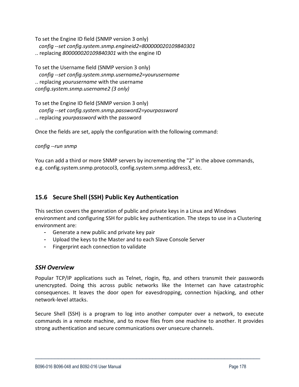 6 secure shell (ssh) public key authentication, Ssh overview | Tripp Lite 93-2879 User Manual | Page 178 / 224