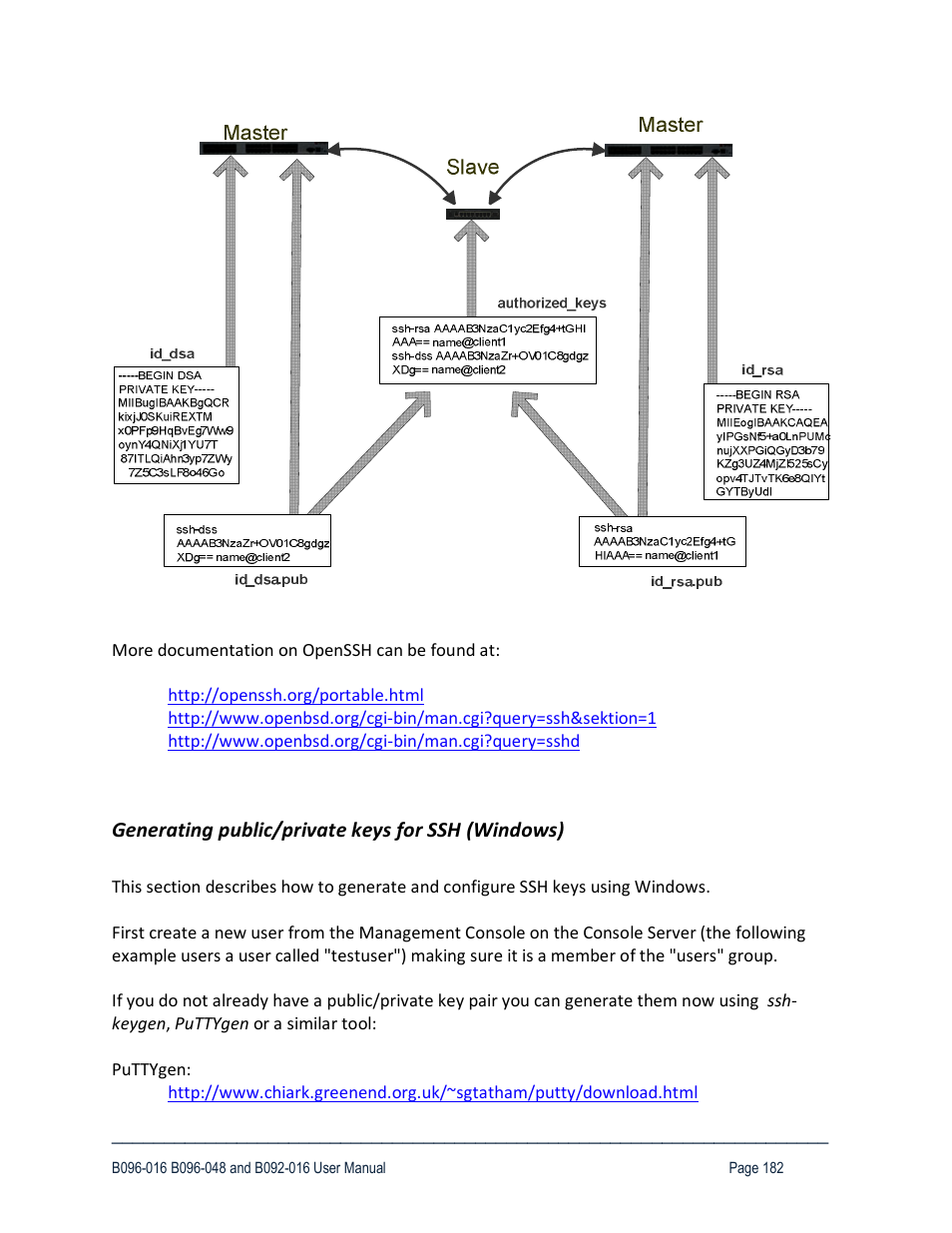 Generating public/private keys for ssh (windows) | Tripp Lite 93-2879 User Manual | Page 182 / 224