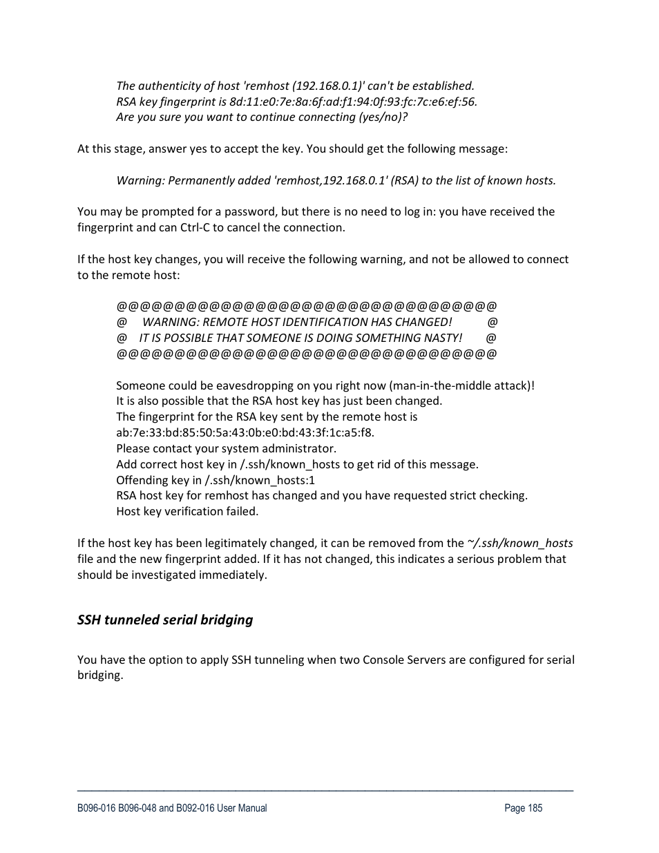 Ssh tunneled serial bridging | Tripp Lite 93-2879 User Manual | Page 185 / 224