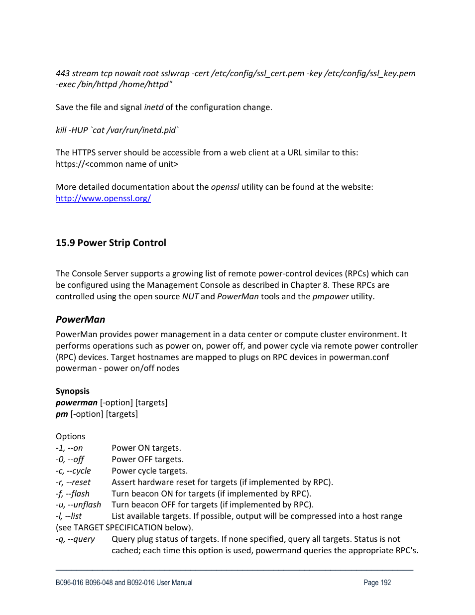 9 power strip control, Powerman | Tripp Lite 93-2879 User Manual | Page 192 / 224