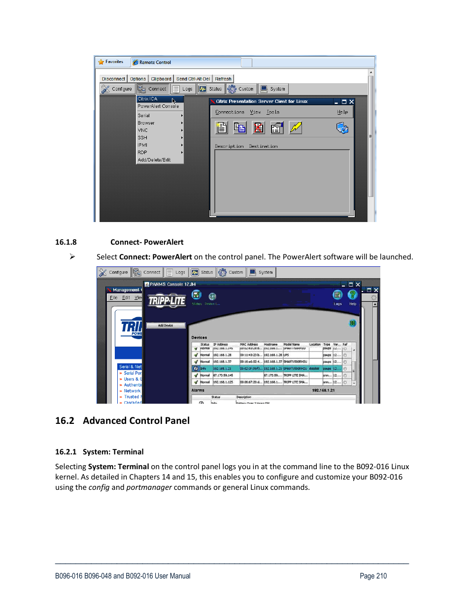 2 advanced control panel | Tripp Lite 93-2879 User Manual | Page 210 / 224